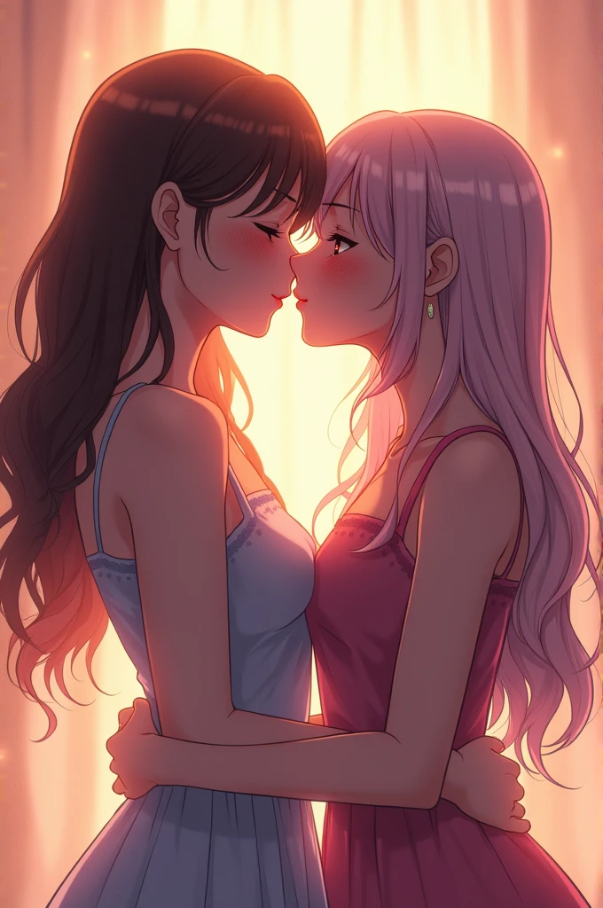 two women kissing each other in a dark room, lesbian kiss, kissing together cutely, kissing each other, lesbian embrace, kissing, kiss mouth to mouth, lesbian, making out, kissing together, lesbians, kiss, olivia, multiple, lovely kiss, quinn, hot, kisses are wordless spells, sienna, closeup shot, most memorable scene, the kiss, jessica