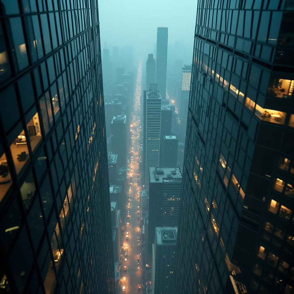 storm seen from a tall building in new york super detailed image