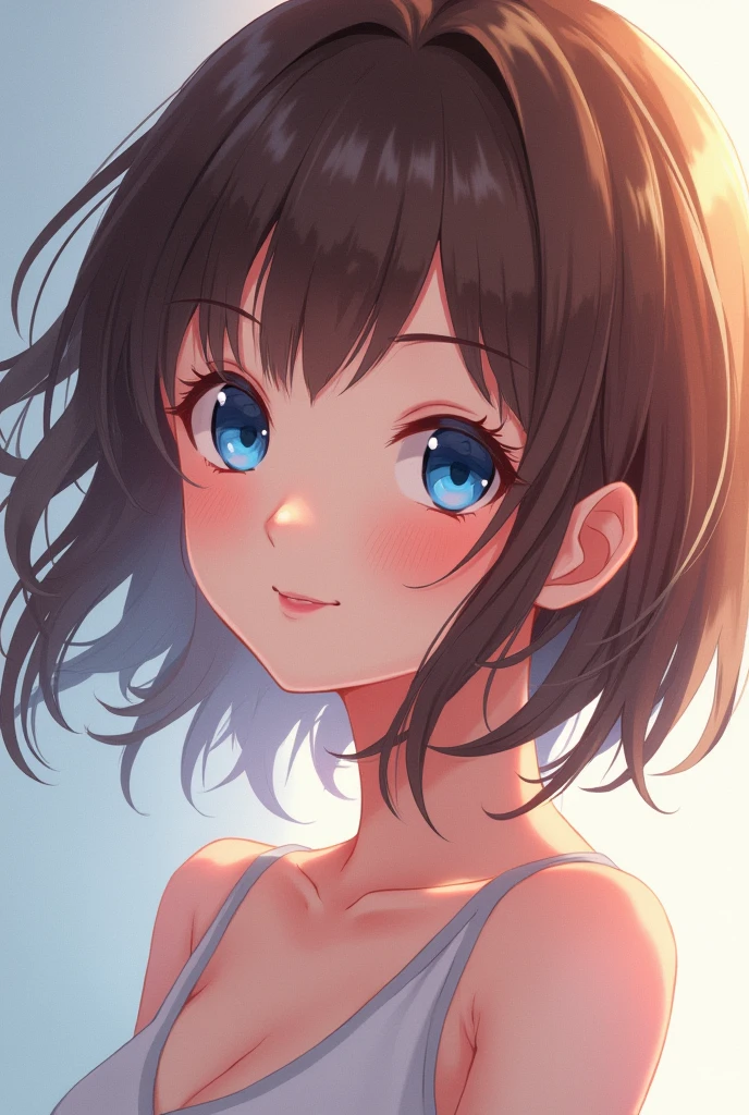 (best quality), (Super detailed), (Best Illustration), (masterpiece), score_9, score_8_up, score_7_up, (4k), (nsfw), (1woman), (full nude), (large breasts), {brown hair, (sideburns), (bob cut:1.3), curly hair, hairs between eyes, colored inner hair}, {(detailed eyes), heart-shaped pupils, blue eyes}, parted lips, embarrassed, nose blush, earring, sweat,