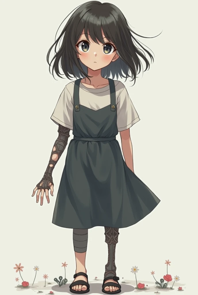 Anime. Girl. Cutie. Amputee. Quadruple amputation. No limbs. Slave collar. Dirty, torn tunic. She has a cold. She sneezed. yanoslus mucus. Snot flows from the nose when sneezing. She peed herself. She pooped herself. Standing. Showcase. Slave market. Full height. Full body. A high resolution.