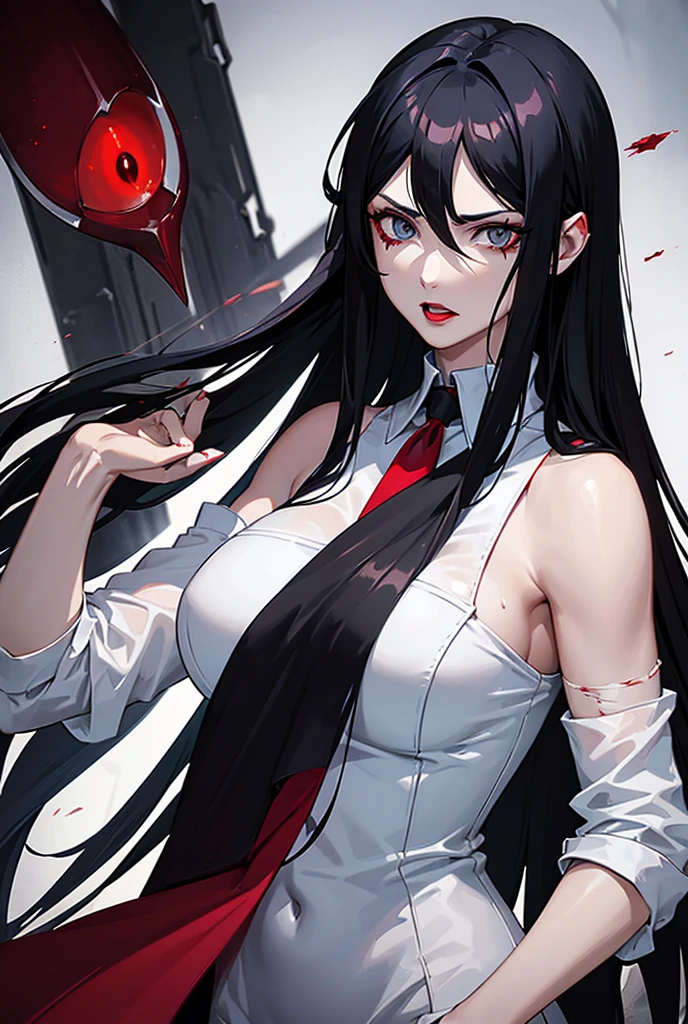 ((blood droplets)), ((blood)), ((blood splatter)), ((blood on clothes)), ((blood stain)), Masterpiece, Beautiful art, professional artist, 8k, art style by sciamano240, Very detailed face, Detailed clothing, detailed fabric, 1 girl, View from above, lying completely on the ground, perfectly drawn body, dead expression, lifeless, pale skin, beautiful face, long black fur, Closed eyes, pink cheeks, glasses, choker:1.6, (white collar button down long sleeve shirt), black gloves, gloves that cover hands, (holding an ax in his right hand), (black leather corset), (shiny black leggings), Sensual Lips , evening de invierno, Dark road, Snowy forest, evening, Atmosphere, snow