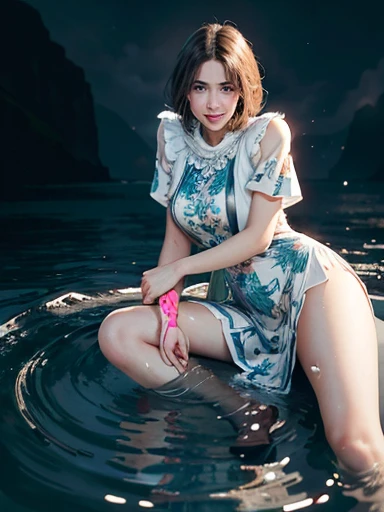 (((30-year-old woman with)))、((aquariums))、​masterpiece, 1 beautiful girls, (((very_Short_hair))), Eye details, Swollen eyes, Top image quality, 超A high resolution, (Realistis: 1.4), OriginalPhotographs, 1girl in, Cinematographic lighting, japanes, very beautif, Beautiful skins, (A hyper-realistic), (hight resolution), (8 K), (ighly detailed), (The best illustrations), (beautifully detailed eyes), (ultra-detailliert), A detailed face, look at a camera, Facing straight ahead, Neat Clothing, shorth hair、A dark-haired、46-point diagonal bangs、((aquariums))、Lots of fish、(((tropical fish)))