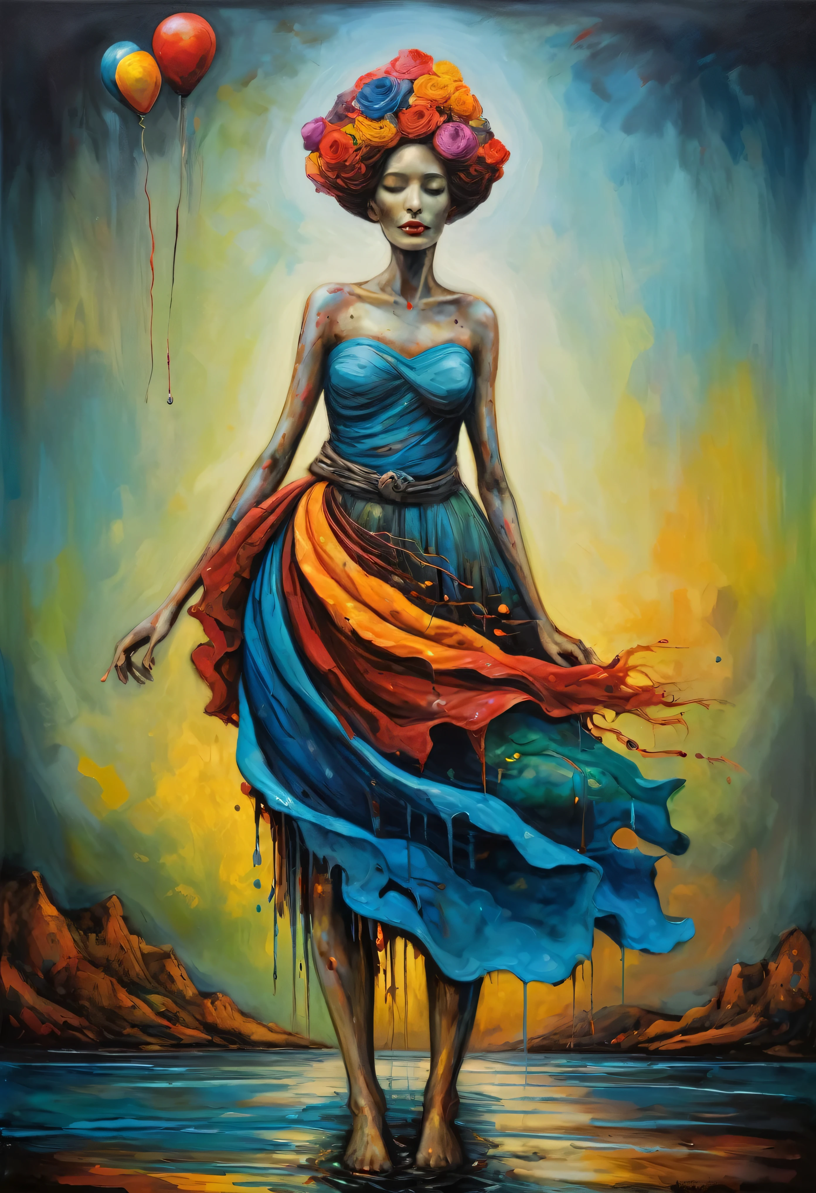 (Artistic Masterpiece of Romantic Life) ( (Themed Art of Life) ( (Conceptual Art) (NFT Exclusive) (Fauvism Work) ()”) Where visual poetry transcends traditional boundaries and embraces the dynamic interplay between creativity and technology Takes),dripping paint,darkart,style, in the style of esao andrews