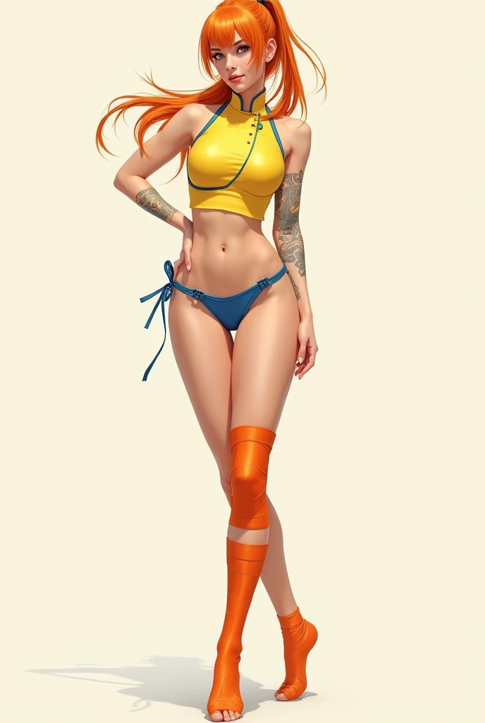(slightly chubby waist: 1.7), wide hips, thick thighs, anatomically correct, (head to toe: 2.0), (full body image: 1.8), 1girl, solo, (string bikini 1.6), deviant art, masterpiece, highly detailed, brown eyes, detailed eyes, expressive detailed eyes, wide eyed, detailed pupils, blush, (tiny bikini:1.4), small breasts, ((nipping out:1.4)), lots of freckles, super textured detailed skin, entire body image, full body shot, professional photograph, (no jacket: 1.9), 360 view, bikini top only
