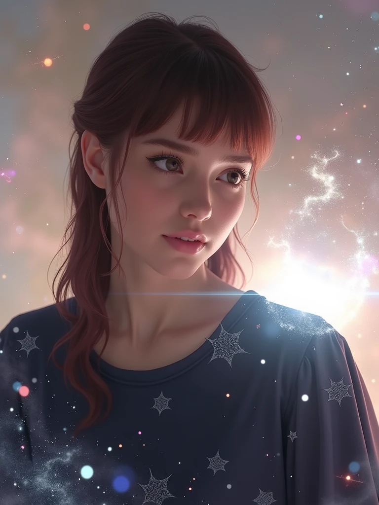 1 girl, (solo), ((amanogawaki)), best quality, highres, high quality, 8k, HD, super detail, anatomically correct, UHD, accurate, (masterpiece:1.0), (high quality:1.0), (ultra detailed), ((Adult:1.2)), (w0rld), (black background:1.2), simple background, Galaxy