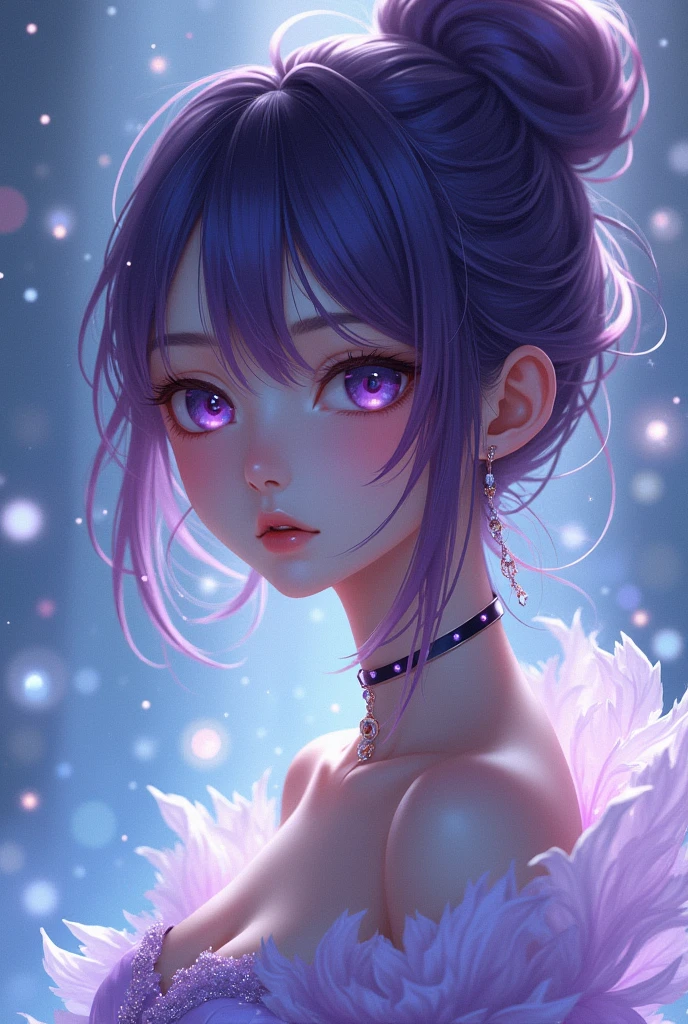 masterpiece, Highest quality, Attention to detail, Concept Art, (Japanese Manga:0.55), (Browsing Caution:0.55), Big Breasts, Flat stomach, , Short and small, Baby Face,Glowing Skin, Light Skin,Skin glows,Purple eyes,Bright colors,colorful,(((liquid paint hair:1.1))), Upper body strapless bra,Showing your belly button，Wear a T-back on the lower body, (((Bright colors))),,Skin glows,Purple eyes,Bright colors,colorful,(((liquid paint hair:1.1))) ,(((neon Purple Hair | Neon pink hair | Neon blue hair | Neon Aqua Hair | Purple Hair | Purple Hair | Fluorescent blue hair | Amethyst Hair | Neon Hair | Bright pink hair :1.5))), ((Painted，Not affected by gravity,Thick and watery),(Paint splashes:1.3), (Shiny Hair: 1.3),