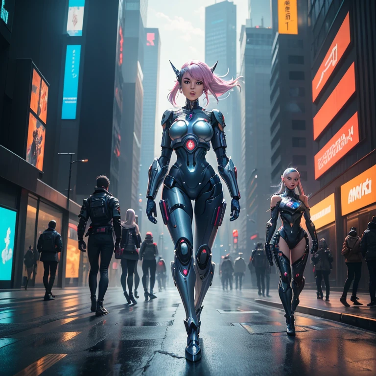 Transform the futuristic city into a comedy central, where Leonardo AI becomes the source of hilarity. Picture robots with funny expressions, unexpected technological mishaps, and AI-driven comedic performances. This prompt aims to bring a light-hearted and entertaining twist to the sci-fi narrative. enormous tits