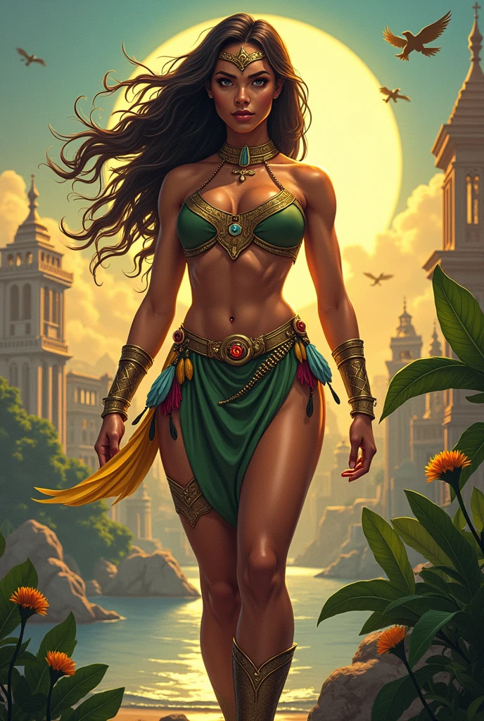 masterpiece, high quality, African, full body, feminine, brunette skin, wizard, magician, details, laboratory, game avatar, realistic, seductive, smart avocado girl girl 15 years old small breasts beautiful,wonderful,princess high quality realistic black hair curly and short, back to the viewer, with swimming rounded buttocks,look over shoulder open legs,bath in the waterfall shot from behind sharp photo