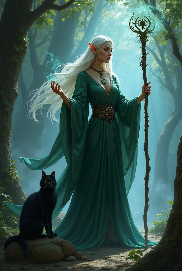 fantasy art, dnd art, (masterpiece:1.5), full body intricate details, highly detailed, best quality, highres, portrait of a female, elf (1.6, fantasy art, Masterpiece, best quality) druid playing with forest animals (1.4 intricate details, fantasy art, Masterpiece, best quality) with a short brown hair, green eyes, (fantasy art, Masterpiece, best quality)armed a staff, green cloak, flowing cloak (1.4 intricate details, fantasy art, Masterpiece, best quality), leather armor (1.4 intricate details, fantasy art, Masterpiece, best quality), in fantasy setting forest at night, moon, clouds, soft light, cinematic light, high details, best quality, highres, 1080P, 8k, ((anatomically correct)), photorealistic