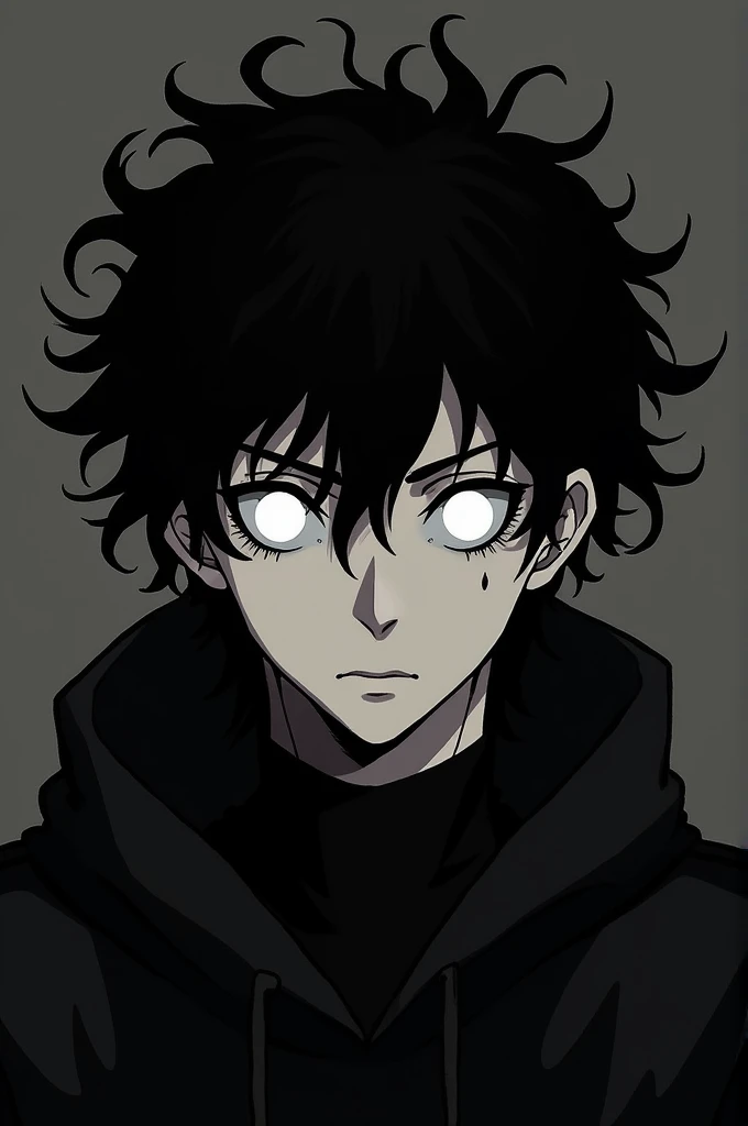 Close de (male anime character:1.3), (intense gaze:1.2), (eyes black:1.3) with a red and a green, black spiky hair, furrowed eyebrows, (serious expression:1.2), shadowed face, (black cover with white details:1.1), visible scar on left eyebrow, detailed digital illustration, (darkness background:1.1), anime styling, strong facial features, contrasting colours, focused behavior,