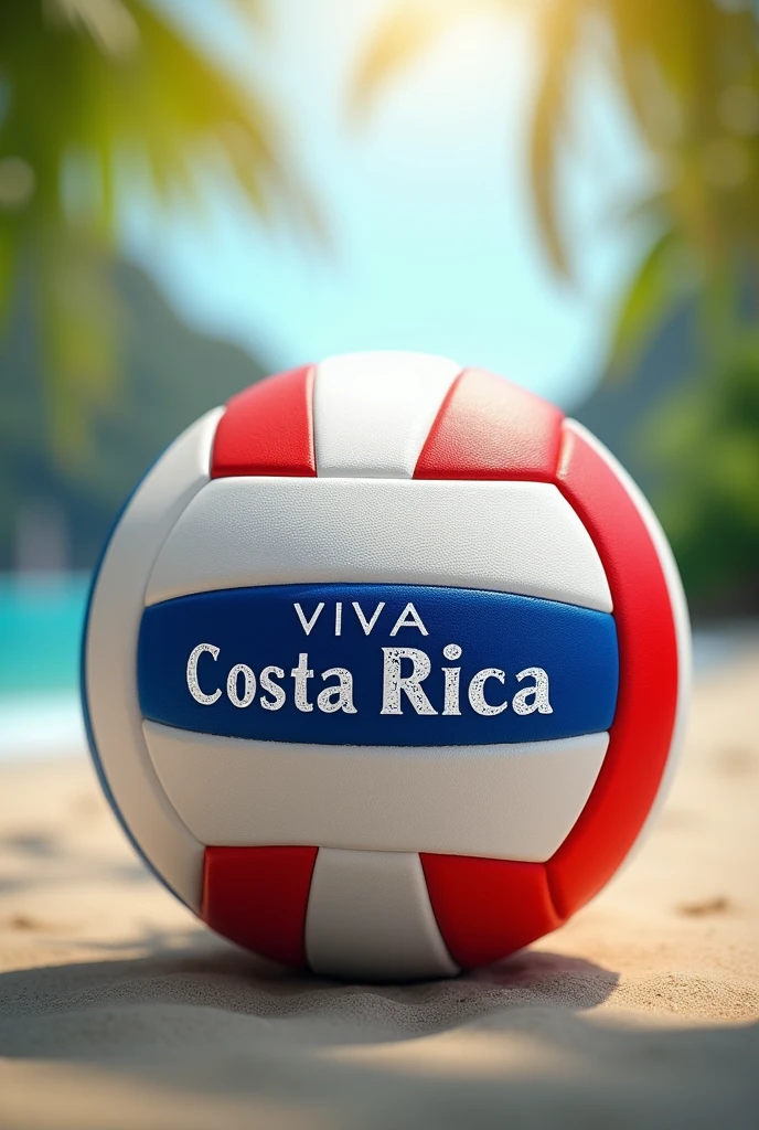 Beach volleyball. The ball is in front, male and female players behind. The players are at the Olympics. It's night and they are wearing shorts and tank tops, the brand of the ball is Resenha. The image focuses on the ball and the Resenha brand.. Review is written in metallic gold. I need more highlight for the ball.