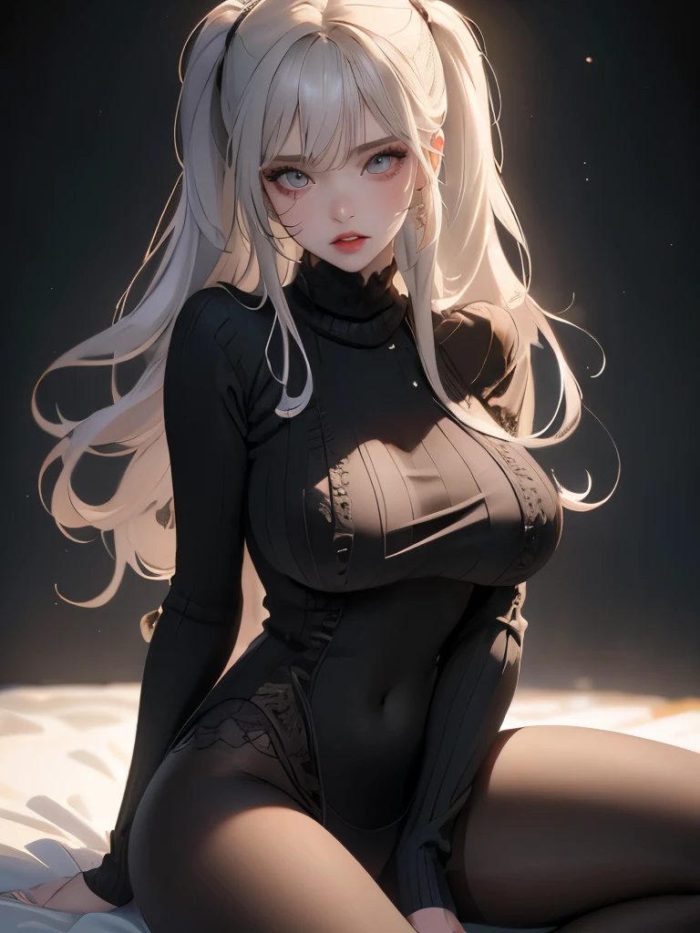 Virgin Destructor Sweater,Black pantyhose,Open your legs,High school girl,(Thin),(Huge Breasts),(Random Hairstyle),(Highest image quality, (8K), Ultra-realistic, best quality, high quality, HD, High quality textures, High Detail, Exquisite and detailed, fine, Extremely detailed CG, Detailed texture, Realistic expression of the face, masterpiece, Presence)