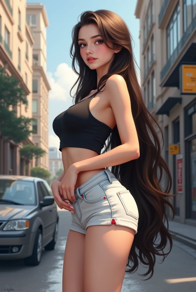 8k, masterpiece, RAW photo, best quality, photorealistic, extremely detailed CG unity 8k wallpaper, Depth of field, Cinematic Light, Lens Flare, Ray tracing, (extremely beautiful face, beautiful lips, beautiful eyes), intricate detail face, ((ultra detailed skin)) 1 girl American Hollywood artist, strong legs, deep shadow, pretty girl, kpop idol, pink lingerie, 1 girl, (very slim slender fit-muscled body:1.3), ((looking at viewer)),(big smile:1.3), (blurred background), dim light), (without people in the background:1.3), beautiful earrings, bracelets, necklace, pantyhose, clear eyes, walking , front shot, (pale skin), (big eyes), face forward, (full body shot), (long hair), open navel, (looking at viewer:1.3), very slim, medium breasts, thick thighs, turn back, (totally naked), ((turning back, back shot)) exposed ass,