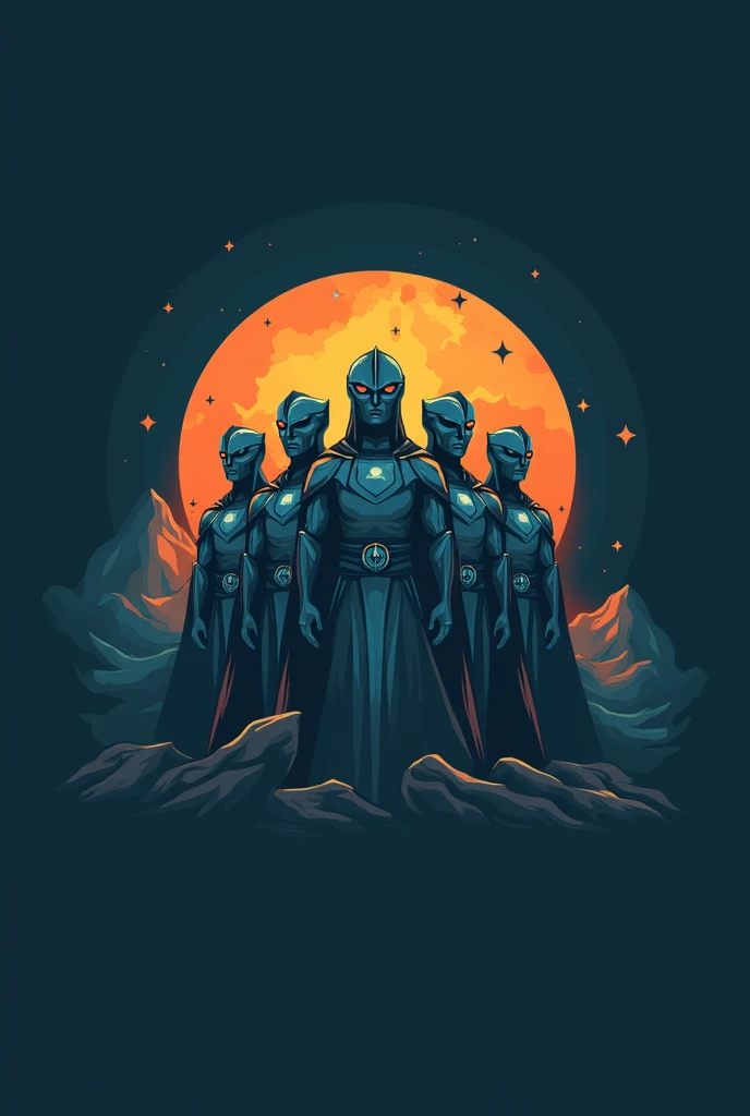 Futuristic professional corporate logo defense of extraterrestrials and galactic beings group of lawyers united against injustice