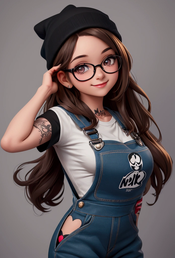 (((chibi))), fat thick skunk girl wearing hoodie and tight sock frombehibd, (anime style)(shiny)(mature)(t-shirt, pants), mature female, horns, pointy ears, slim, curse tattoo, mirror, holding phone, from behind, leaning forward, (((Hyper quality 32k))), (((hyper detailed))),