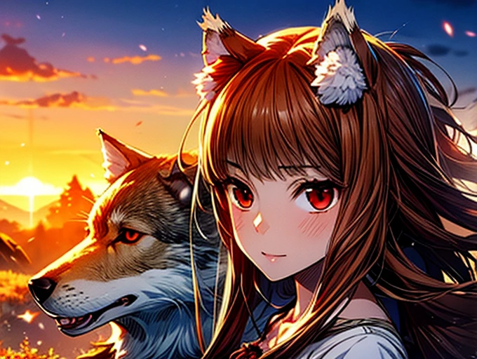 1girl, animal ears,wolf ears, tail, wolf tail, red eyes, wolf girl, brown hair,long hair, hot spring(extremely detailed CG unity 8k wallpaper), (highest quality), (ultra-detailed), (best illustrations),  