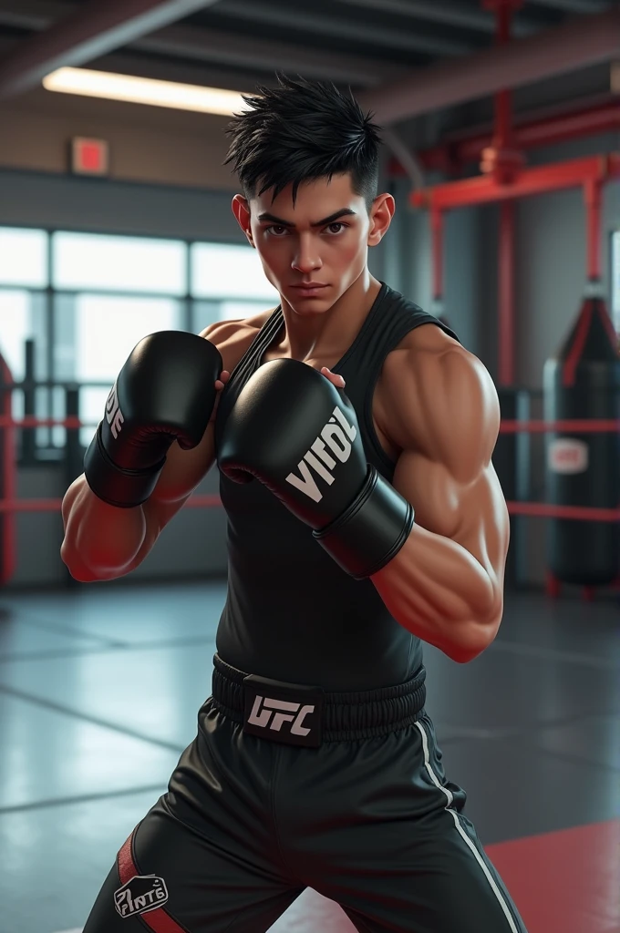A teenage thailand fighter, muaythai, serious, realistic