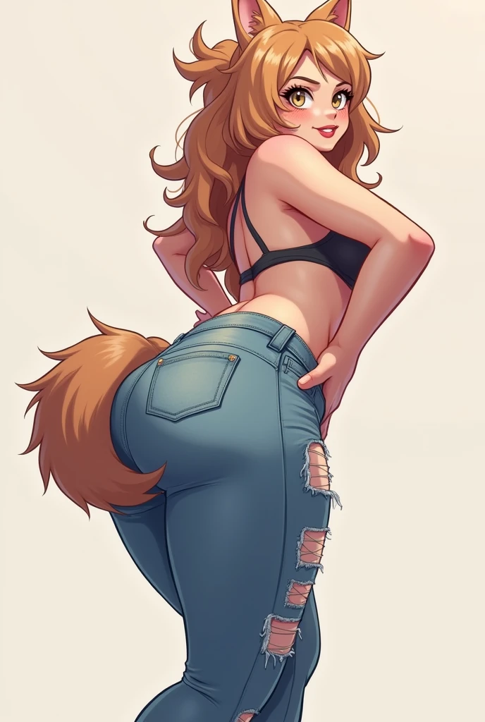 score_9, score_8_up, score_7_up, score_6_up, score_5_up, score_4_up, highest_quality, masterpiece, anthro, fox, orange fur, orange eyes, male, trap, black hair, ponytail, androgynous, feminine male, femboy, girly, crop top, denim shorts, high rise thong, pulling shorts down, biting lip, on beach, behind large rock, bubble butt, bent over, head turned to viewer, presenting anus, spreading buttcheeks, eyeliner, thigh high socks, jeweled buttplug under thong