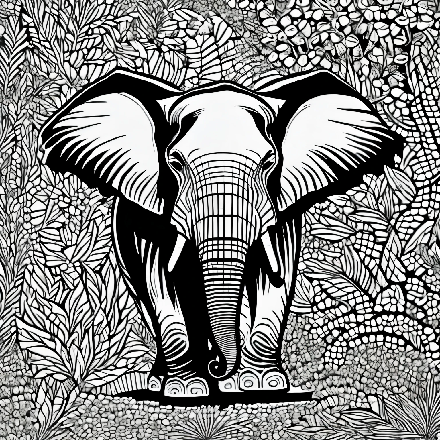 elephant, no color, no shading, no background, no color