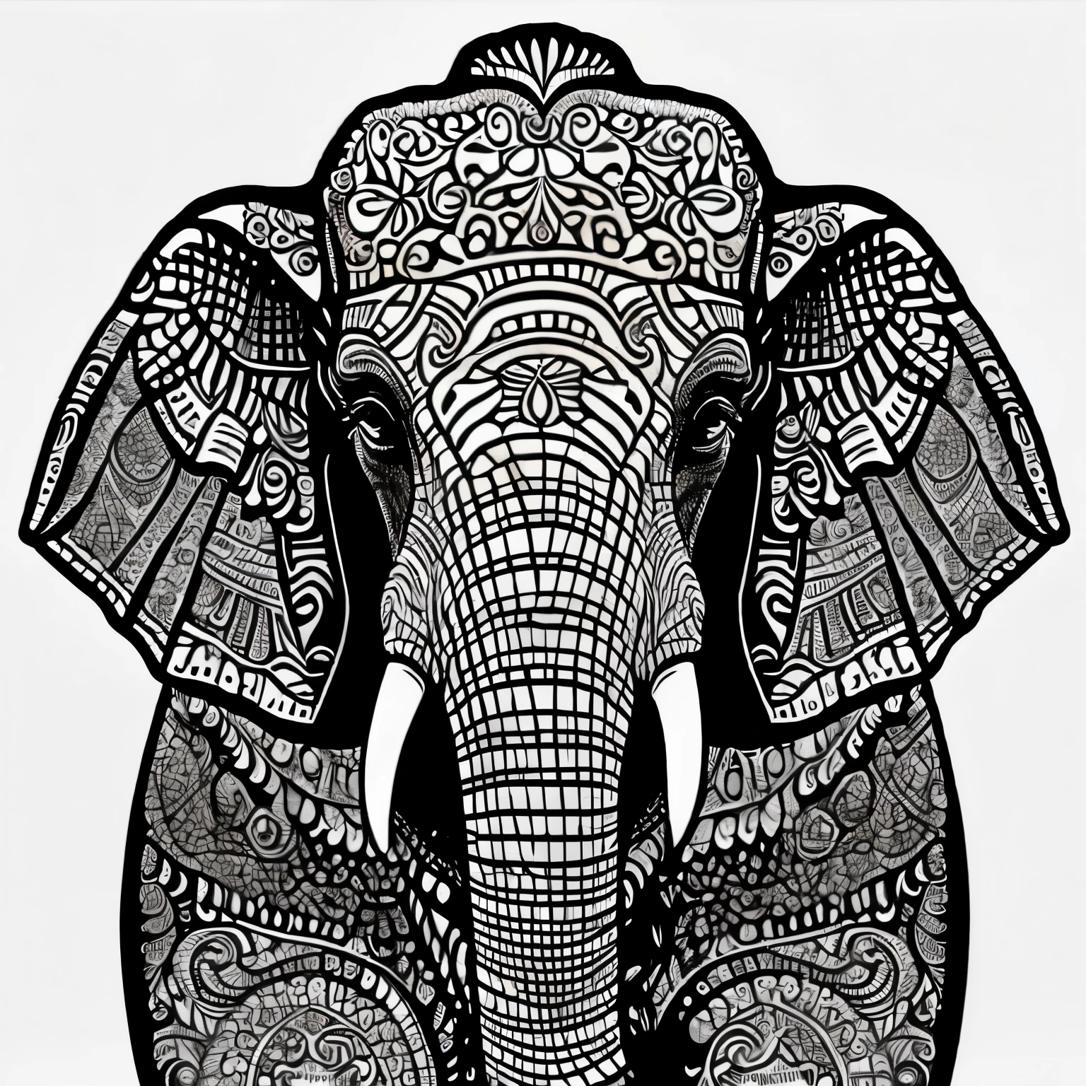 elephant, no color, no shading, no background, no color