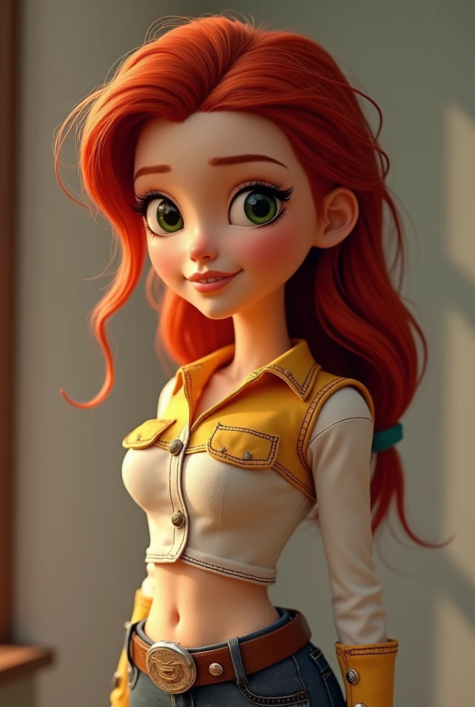 (masterpiece:1.4), (best quality:1.4), (high resolution:1.4), cartoon style, LuanLoud <lora:LuanLoud:1>, smile, brown hair, pale skin, cowboy shot, white shirt, yellow mini skirt, looking at viewer, detailed face, detailed eyes, small breasts, curvy, ribbon, ponytail, buckteet, artstation female body, from the front, dynamic pose, solo, 1girl, <lora:add_detail:0.7>