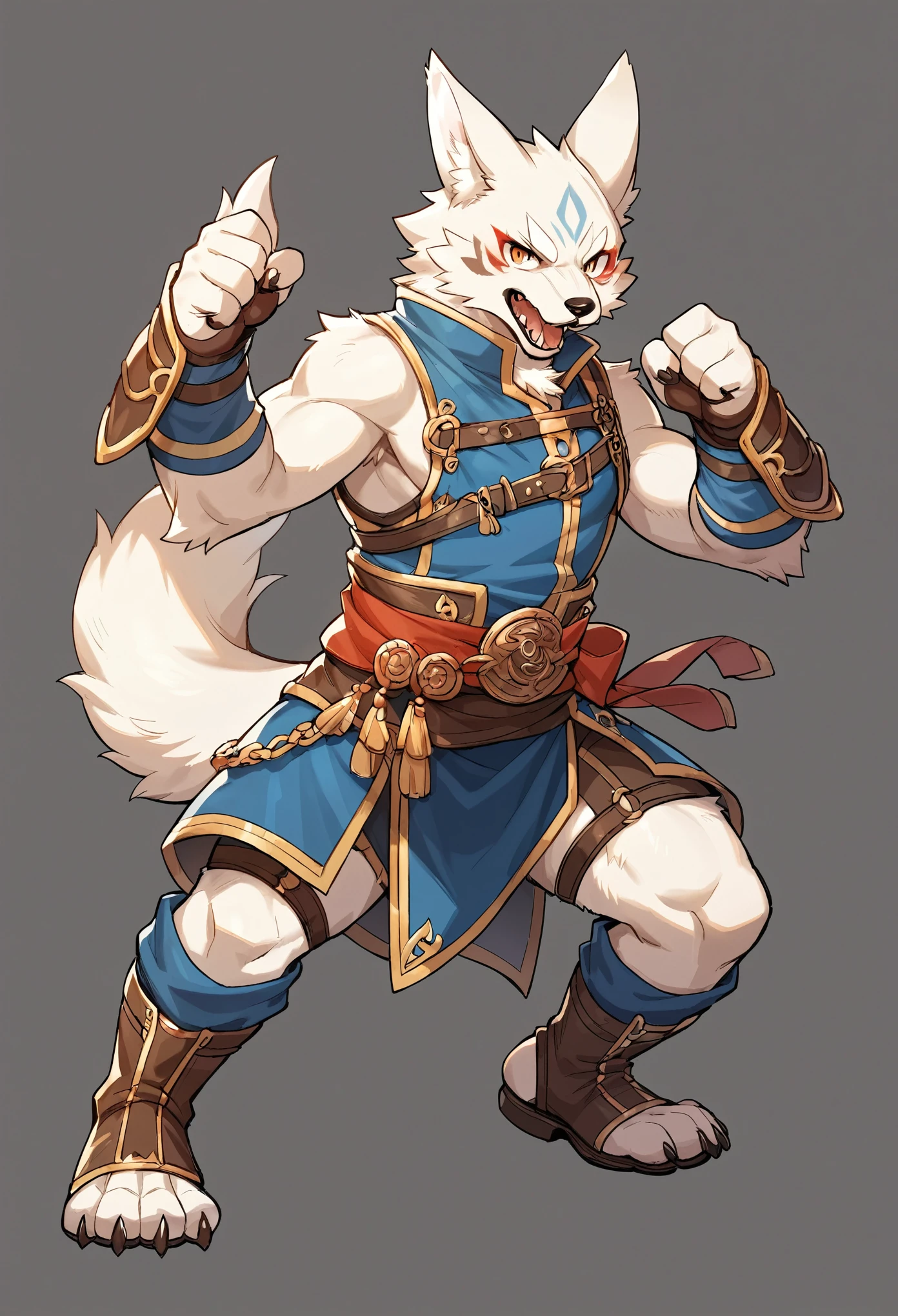 rating_safe, score_9, score_8_up, score_7_up, score_6_up, score_5_up, score_4_up, source_furry, highres, e621, cover page, social game, unit illustration, fighting pose, fantasy, 1boy, solo, furry, kemono, detailed body fur, full body,