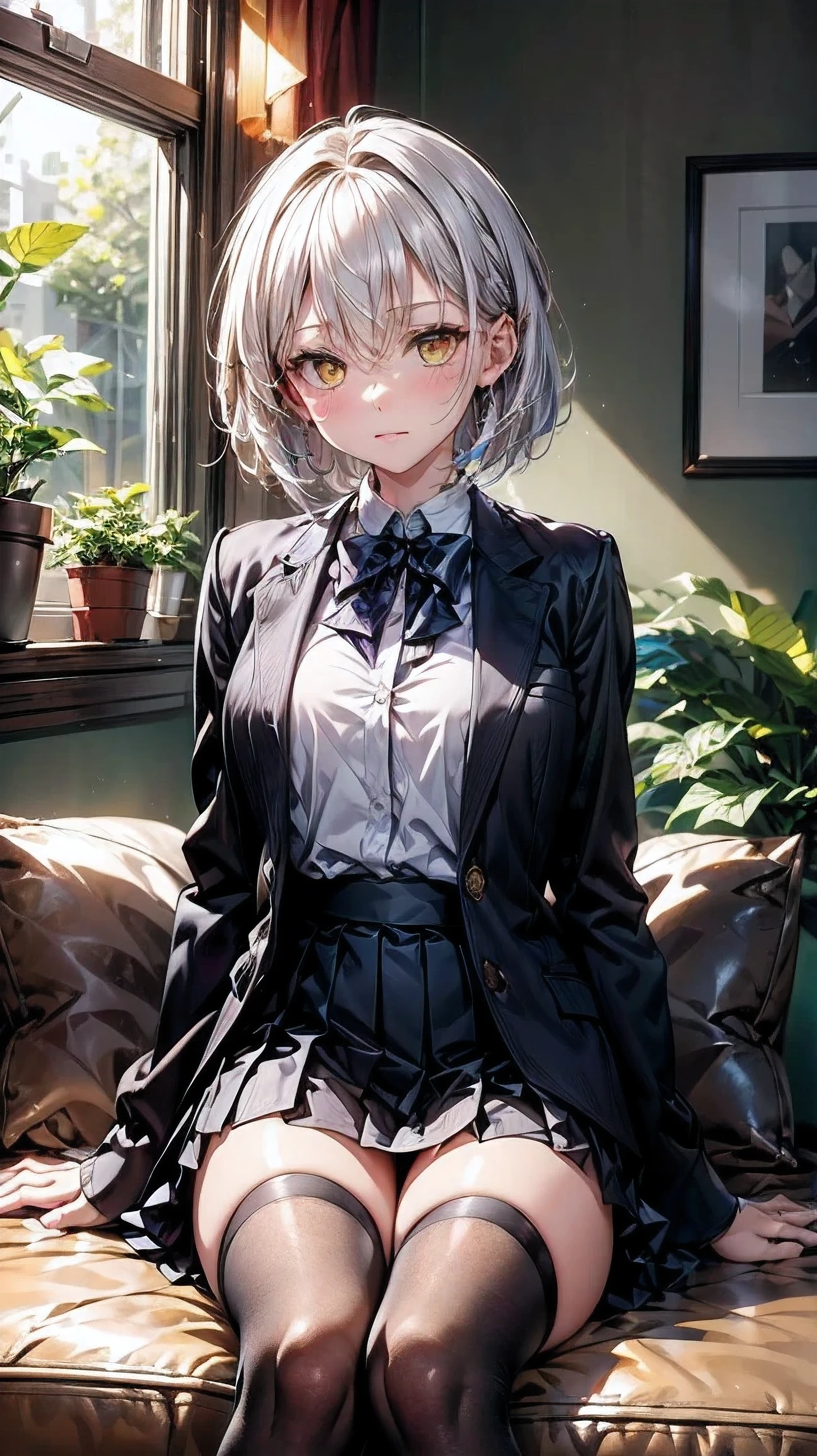 ((masterpiece), ((Highest quality)), (masterpiece,Highest quality,Official Art,Highly detailed CG Unity 8k wallpaper)、"A female doctor from the near future wears a highly functional uniform。Antifouling、antibacterial、Breathable、温度調節機能を持つ高性能素材で作られたクリーンなホワイトAlsoは淡いブルーのタイトフィットなラボコートを着ています。The lab coat has a slim design、Smart collar、Hidden snap buttons at cuffs、Has multiple storage pockets。下には吸湿速乾性のあるホワイトAlsoは淡いパステルカラーのシャツやブラウスを着ており、Tight fit and easy to move in design。The pants are tight-fitting straight pants.、Alsoは膝丈のAラインスカートで、Both are made from the same high-performance materials。For footwear, wear comfortable, supportive white or silver flats or sneakers。As an accessory、Lightweight and highly sensitive stethoscopes available in silver and pastel colors、Simple and easy to read name tag design、Waterproof smartwatch、antibacterial仕様の使い捨て手袋があります。Also、It also has pockets for storing small electronic devices and tools.。" Glamorous figure、Medium breast