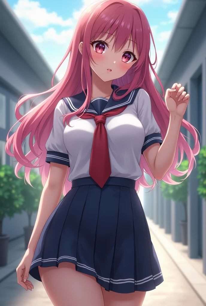 Blunt bangs、Pink Hair、Long Hair、Pink Eyes、Plain background、White nurse uniform、beautiful girl、Disgusted face、Are crying、Sitting、Your clothes are torn、Browsing Caution、Nsfw,pussy,Spread your legs