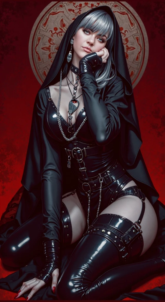 Gothic woman (sexy megan) with blood dripping from her mouth beautiful vampire queen, vampire girl, Gothic horror vibes, beautiful female vampire queen, Guweiz-style art, dark fantasy mixed with realism, androgynous vampire, goth maiden anime girl, gothic aesthetic, female vampire, gothic art style, art by Dmitry Sergeev