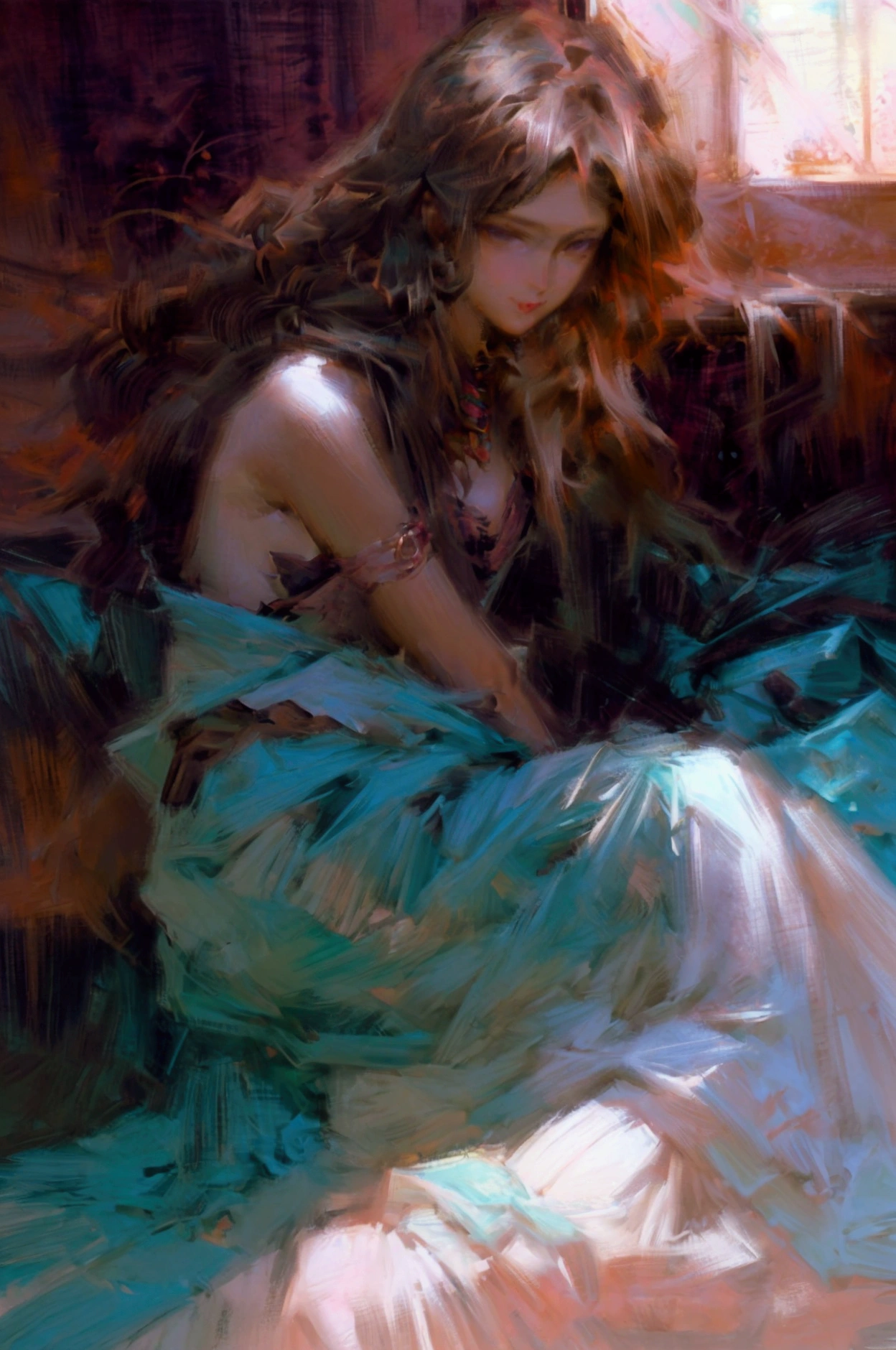 woman,art by Pino Daeni and Jesper Ejsing and Alfons Mucha
