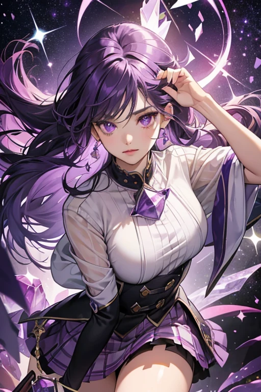 In his left hand a sphere of dark purple energy like unholy witchcraft