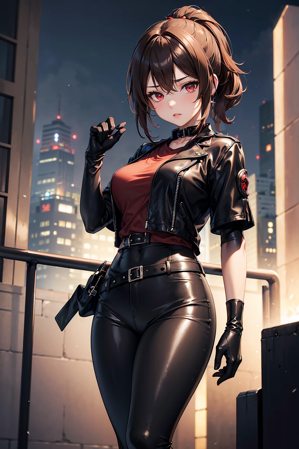 remove the woman entirely and replace it with more of the burning city. No characters present, just a burning city