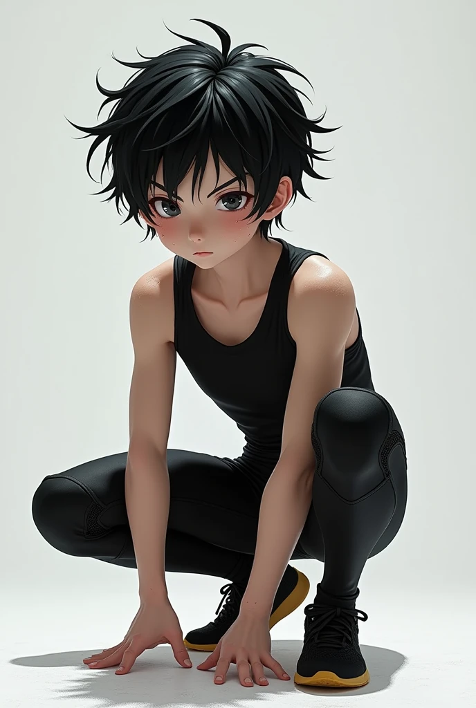 Highres, Masterpiece, Best quality at best,Best Quality,hight quality, hight detailed, 1boy, Shota, Green hoodie, Wearing headset, Sleeveless hoodie, (Small cute armpit), (very young boy), (very small and short body), 12-year-old boys, (Showing armpit:1.3), Simple beckground, Little sweat