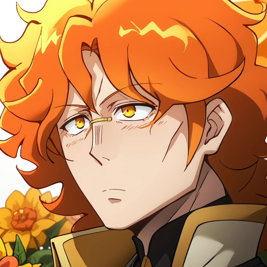 score_9, score_8_up, score_7_up, score_6_up, source_anime, ersica is a sharp-looking young man with smooth, rosy skin, resembling the texture of a ripe peach. He hair is long and wavy, a soft orange hue, with golden streaks that sparkle in the sunlight. He eyes are large and expressive, an emerald green that contrasts beautifully with he skin. he wears a light and flowing clouth, in shades of pink and orange, adorned with small details reminiscent of peach leaves and flowers, male only, 8k, super detail, masterpiece, anime style