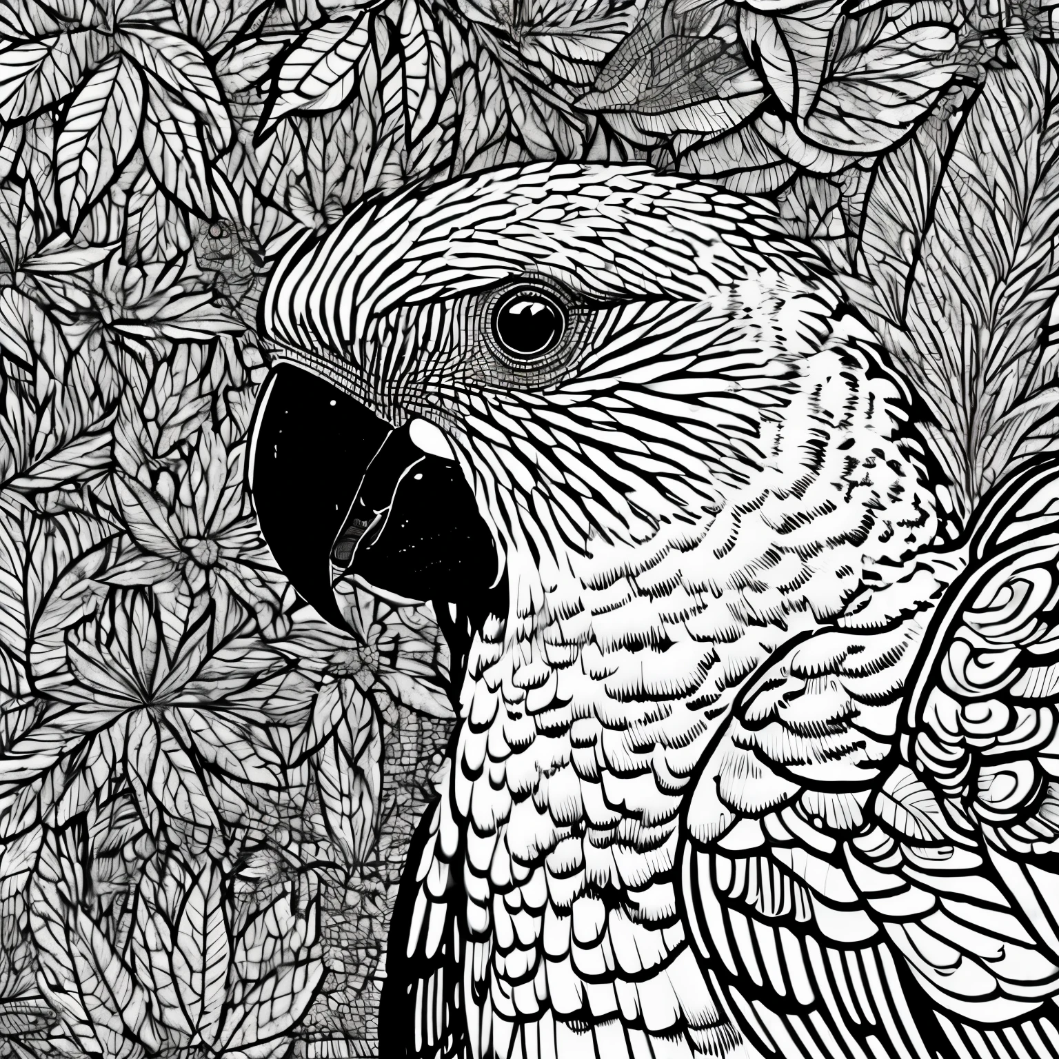 parrot, no color, no shading, no background, no color