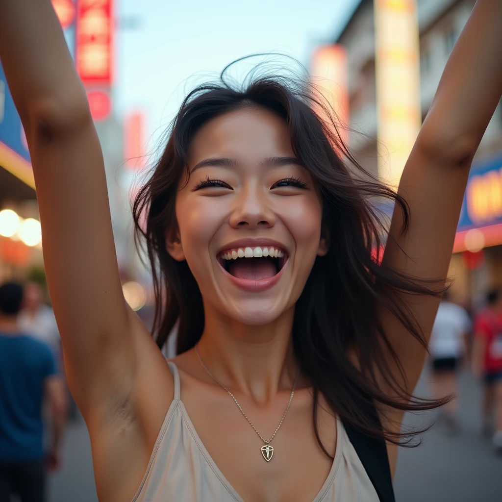 Best-quality, Masterpiece, Ultra-High-Resolution, (Photorealistic:1.4), Raw-Photo, Extremely-Details, Perfect-Anatomy, 

at midnight, on street in Shibuya, Tokyo, 

1girl, 20-years-old, the most famous Japanese actress, completely drunk, tripping on drugs, getting geeked up with drugs, going crazy from drugs, laughing out loud, looking at viewer, 

detailed drunk and cute face, detailed big black solid circle blank eyes by drugs, detailed beautiful teeth, detailed drool around mouth