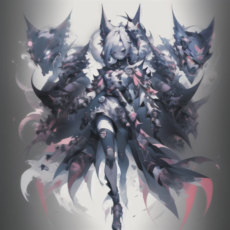  from Ark of Tomorrow,  Ark of Tomorrow, (((masterpiece, best quality at best, Ultra-high resolution, CG unified 8K wallpaper, best quality, Ultra Detailed, Ultra-high-definition picture quality)))，Correct structure，(((white fox ears, Nine white fox tails, nine-tailed fox, Female alone, white hair))), , ((((((huge breasts)))))) , heterochromic, Golden left eye, Red right eye, The dragon's vertical pupils, , ((crotch tattoo)),，,Correct proportions，人体Correct proportions