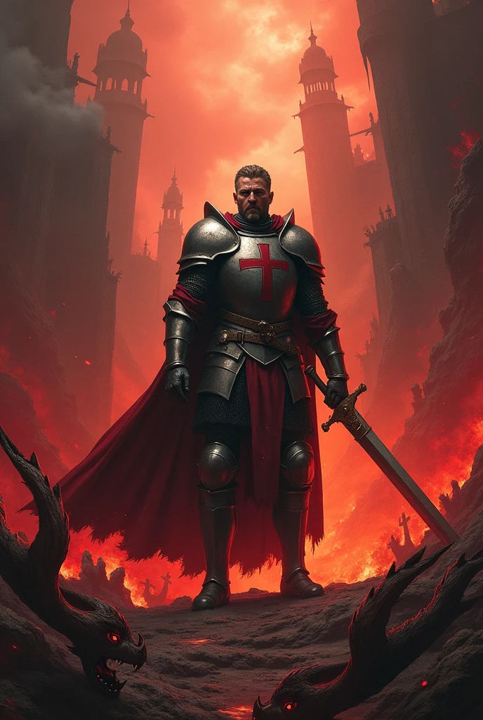 Knight Vs Devil Medieval Knight Templar fighting Satan in the fortresses of Hell ...