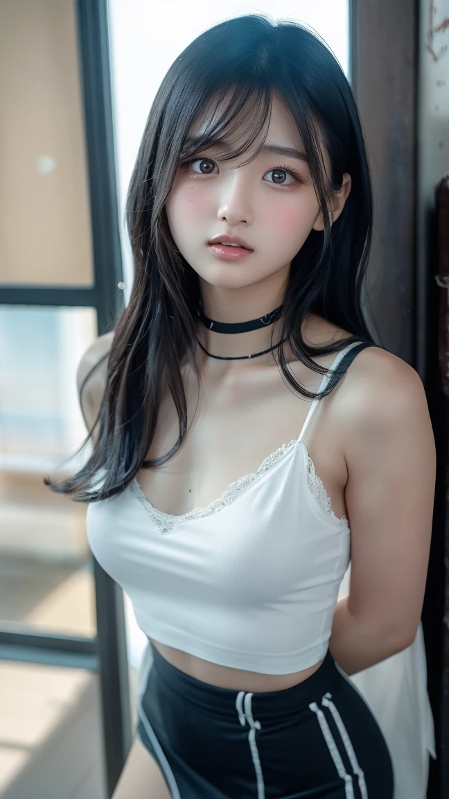Super detailed,masterpiece,highest quality,Ultra-high resolution,8K High Resolution,Photographic clarity,masterpiece,、Long black hair、Cute underwear、Big Breasts、Thin legs、Thin arms、the body is slim、Sit down and spread your legs、Game CG、Cute anime illustrations、Detailed Background、White Room、Luxury Room、Indoor at night、Midnight、Troubled face、shy