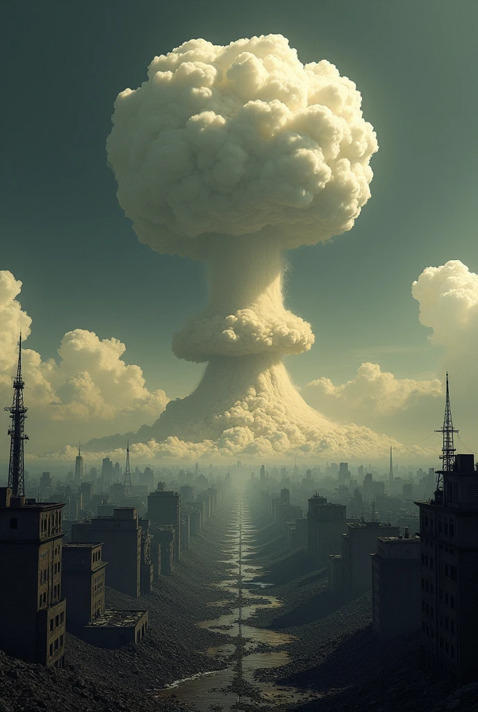 Huge nuclear explosion, manhattan, chaos, panic, epic realistic, faded, neutral colors, (hdr), ((((pastel colors)))), (complex), artstation, ultra detailed, cinematic, warm light, dramatic light, intricate details, intricate backgrounds, dark