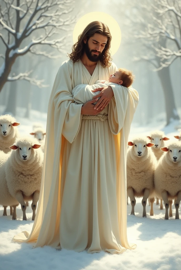 "In a lush, green meadow, Jesus and a sad child stand together, surrounded by tall grass and blooming flowers. The child’s face is marked with large, painful-looking boils, and Jesus, in His white robes, gently rests a hand on the child's shoulder, his expression full of empathy and concern. The peaceful nature around them contrasts with their sorrowful expressions. In the background, the word 'ALERT' is written in bold, red gradient text with a dark glowing effect, standing out against the serene landscape. The scene is depicted in hyper-realistic, ultra HD quality, with the vibrant colors of nature and the striking red text highlighting the emotional moment."