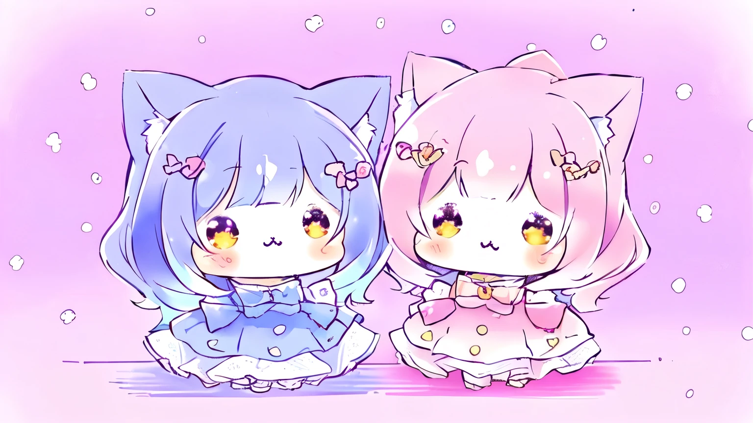 Lesbian girls with dog ears and tails２people　Fairytale worldview　二peopleで唇を寄せ合い、Confirming love　Cheeks turn red　Pushing her down on the bed　A sweet voice and a glamorous feeling　Lingerie