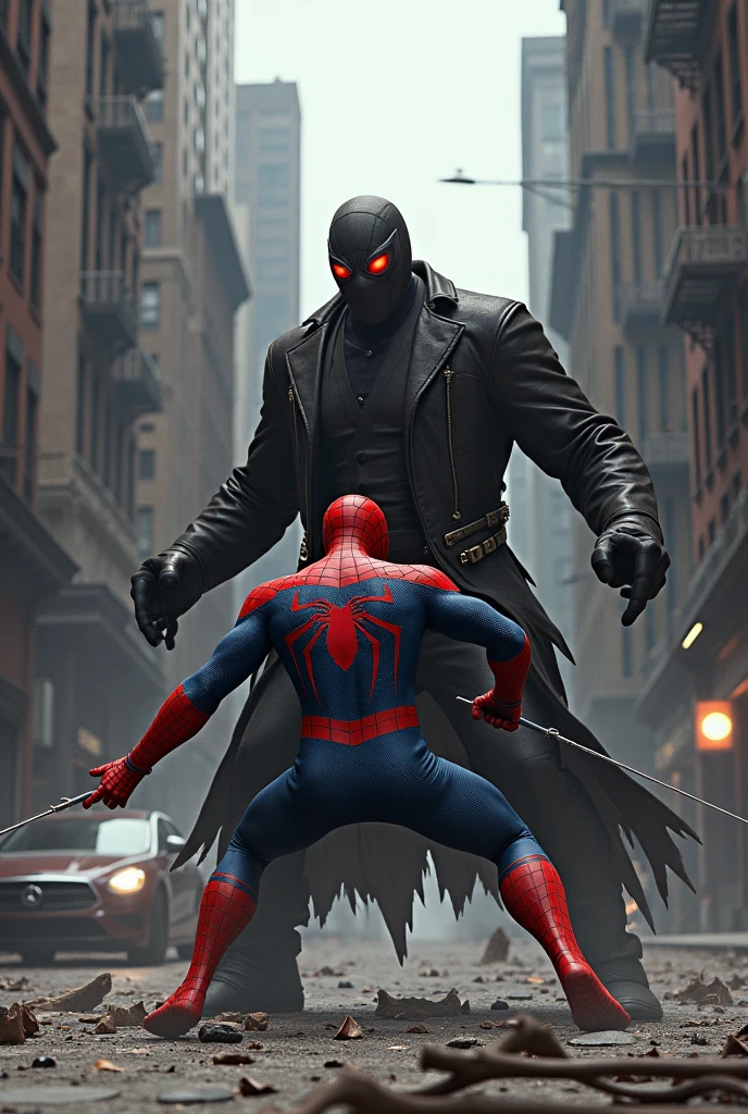 Batman and Spider-Man battle the villain Venom
