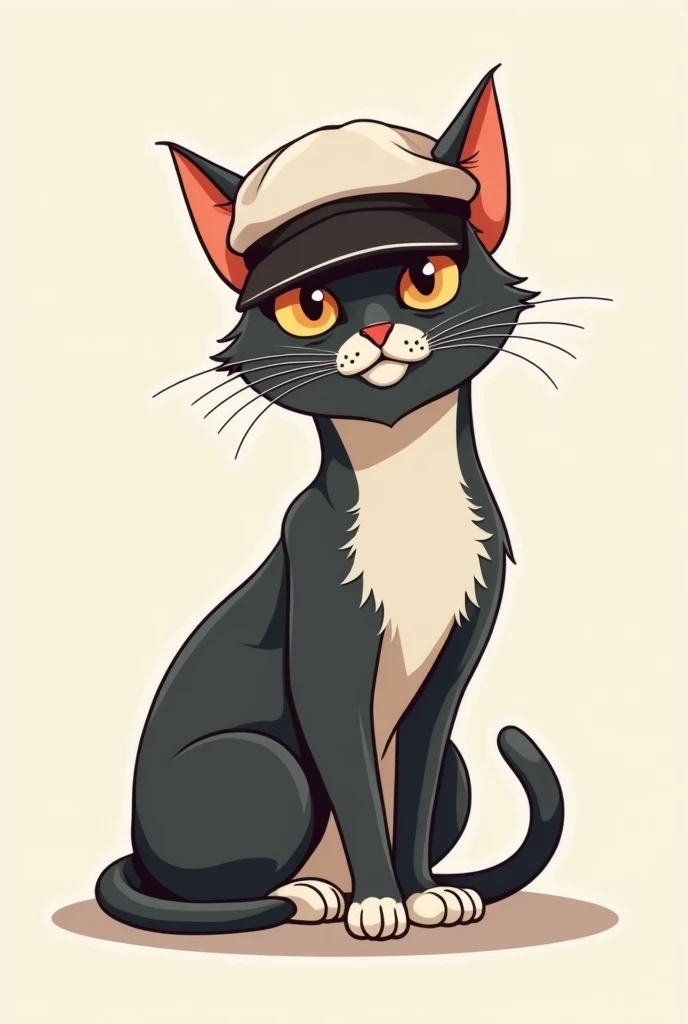 designer cat logo with French cap