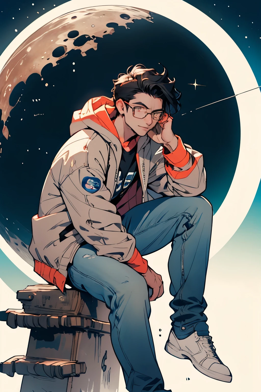 dark blue HUD aviator sunglasses,  young Nilesh with black hair and drinking glass and cigarette in hand sitting on coach dressed in cyberpunk clothes wearing black raincoat, beautiful digital painting, artstation