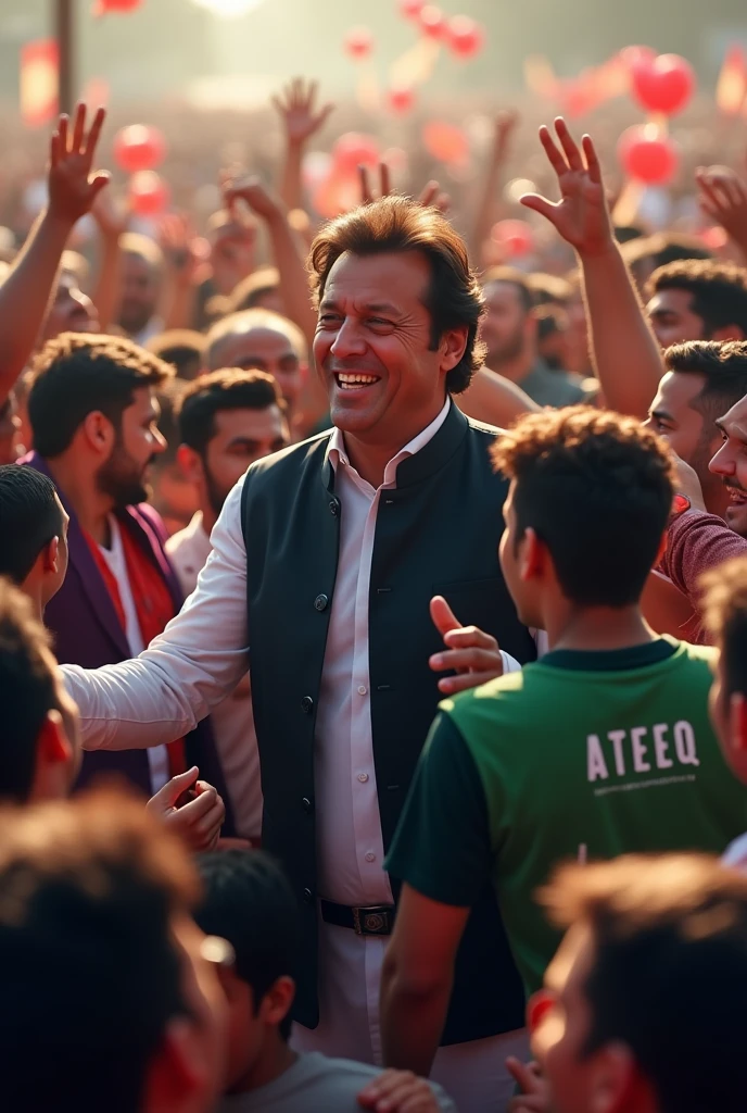 Pakistan president Imran khan big banner with flage and students protest