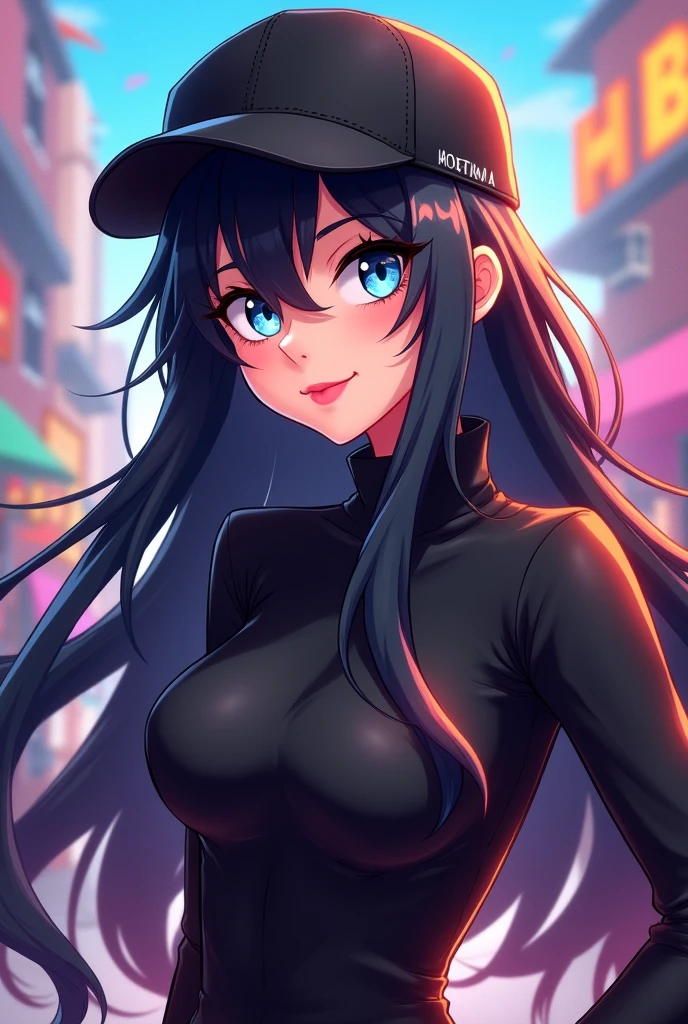 ((masterpiece)),(best quality),official art,extremely detailed CG,unity 8k wallpaper,ultra detailed,beautiful detailed eyes,extremely detailed face,outdoors,1girl,solo,upper body,(portrait:1.5),looking at viewer,facing viewer,cute smile,black hair,long hair,hairclip,earclip,asymmetrical bangs,old town,night time,moon,neon lightsbrown eyes,blush,tan,collarbone,full body pose,cowboy shot,yoga pants,naked tits show ass