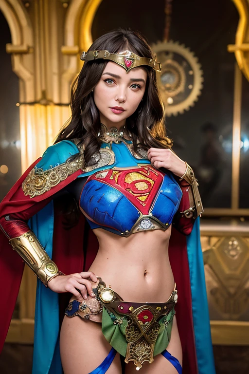 Woman body set big breasts，Supergirl costume dress，cleavage，Bare chest，Exposed panties，ass focus