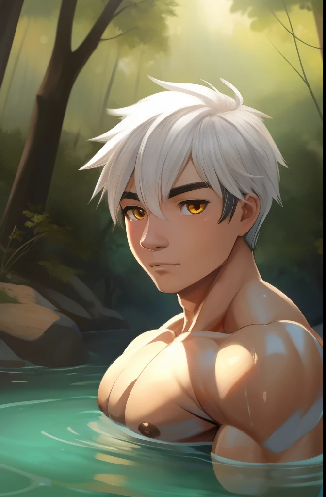 Tied up string torture Fight Young people Swimwear male Embarrassing Pull suffer thin Gray Hair juvenile anime Upper body naked Droopy eyes Tea skin Sunburn Brown Skin Embarrassing Put goggles over your head Green Eyes back kneel Surreal whole body juvenile体形 sleep