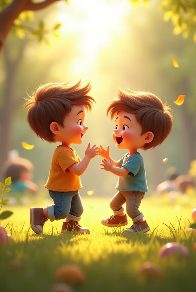 'Two fast friend boy in a morning time' in cinematic image